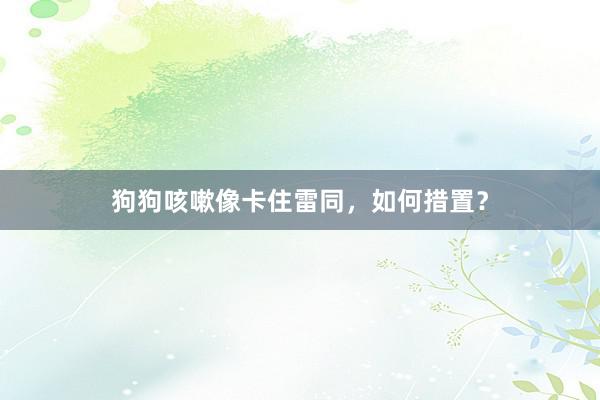 狗狗咳嗽像卡住雷同，如何措置？