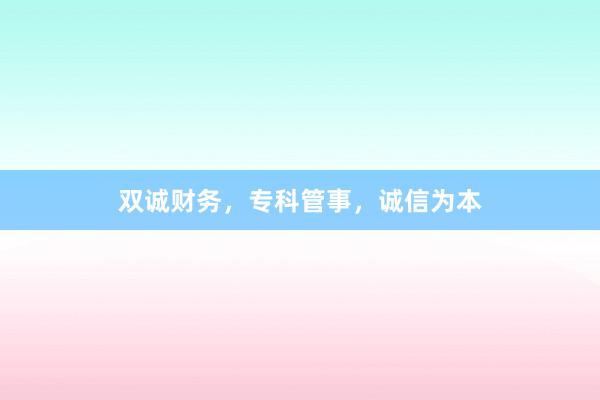 双诚财务，专科管事，诚信为本